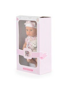 BABA 30cm  újszülött maciruhában kisnyuszival PINK