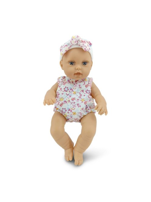 BABA 30cm  újszülött maciruhában kisnyuszival PINK