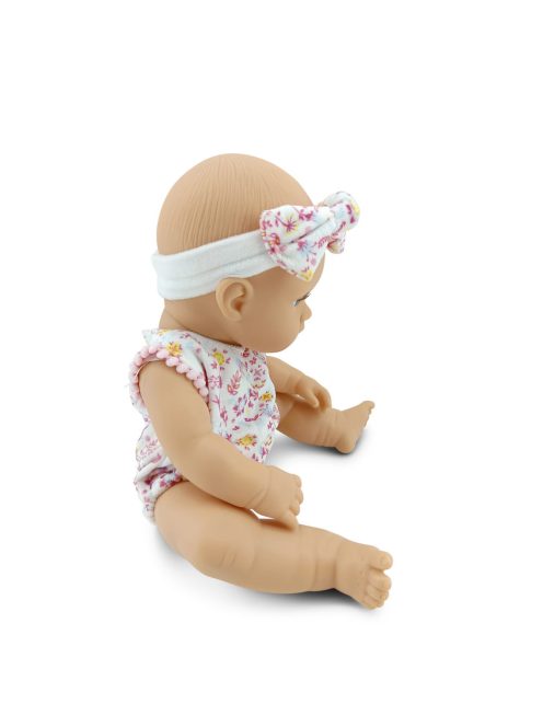 BABA 30cm  újszülött maciruhában kisnyuszival PINK