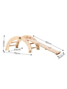   PIKLER fa MÁSZÓHÍD rámpával  Montessori  79*40cm+92cm rámpa NATUR