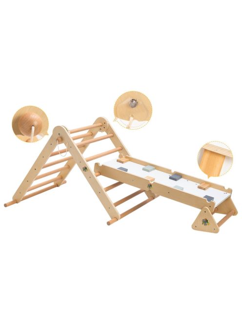 PIKLER 2in1 fa MÁSZÓKA 3szög és mászórámpa Montessori 132*60cm NATUR