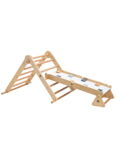 PIKLER 2in1 fa MÁSZÓKA 3szög és mászórámpa Montessori 132*60cm NATUR