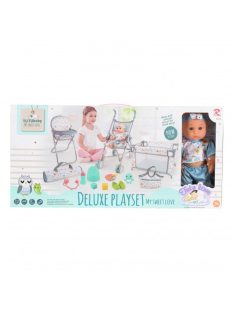 BABA játékszett 36 cmes FIÚ babával delux playset KÉK