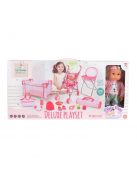 BABA játékszett 36 cmes LÁNY babával delux playset PINK