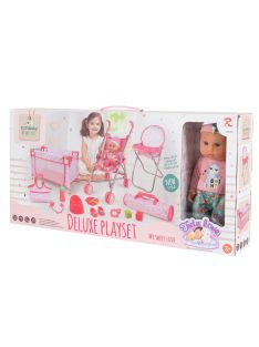 BABA játékszett 36 cmes LÁNY babával delux playset PINK