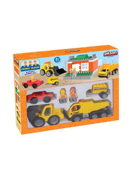 Pilsan  építőkészlet dozer autós 57dbos