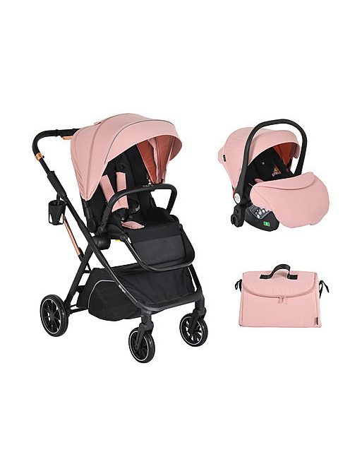 BINGO babakocsi  SZETT újszülött kortól 22kg-ig 2in1 sport+váz+hordozó PINK