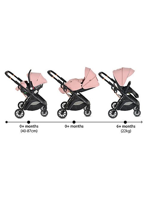 BINGO babakocsi  SZETT újszülött kortól 22kg-ig 2in1 sport+váz+hordozó PINK