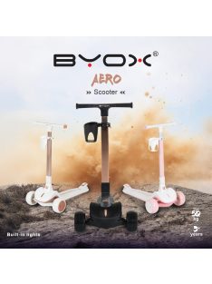   AERO roller, összecsukható, 50kg-ig, 3 kerekű, váza fehér/RÓZSASZÍN