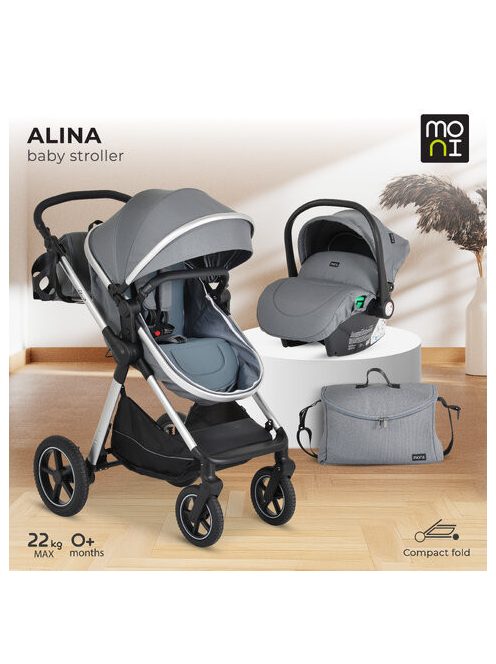ALINA 2IN1 babakocsi SZETT átalakítható babakocsi+autós hordozó TITANIUM SZÜRKE