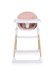 ALMOND etetőszék bőr ülés fa lábakkal PINK