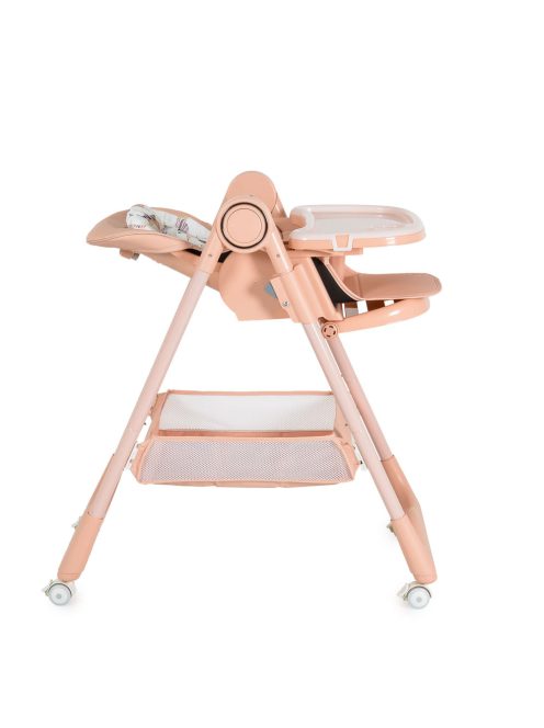 SURPRISE etetőszék szilikon tányérral, evőeszközzel, előkével PINK