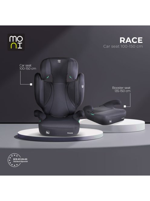 RACE autós ülés 100-150 cm ülésmagasítóvá alakítható FEKETE