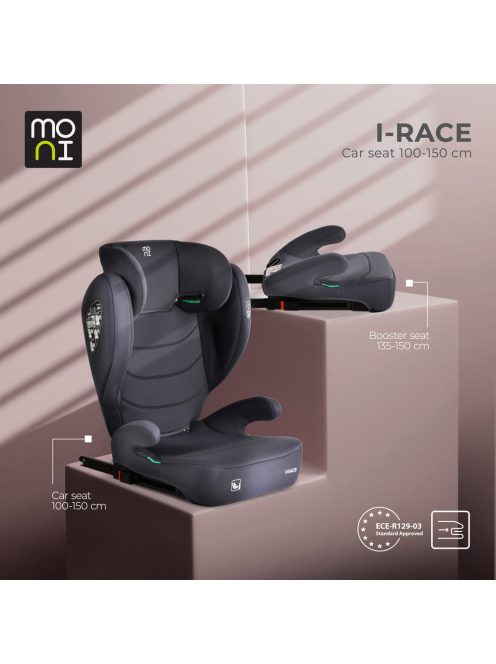I-RACE autós ülés 100-150 cm ülésmagasítóvá alakítható FEKETE