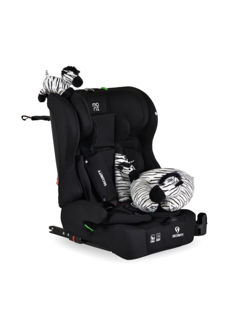 SECURITY autós ülés belső övvel, isofix, ajándék 2plüss+párna 76-150cm FEKETE