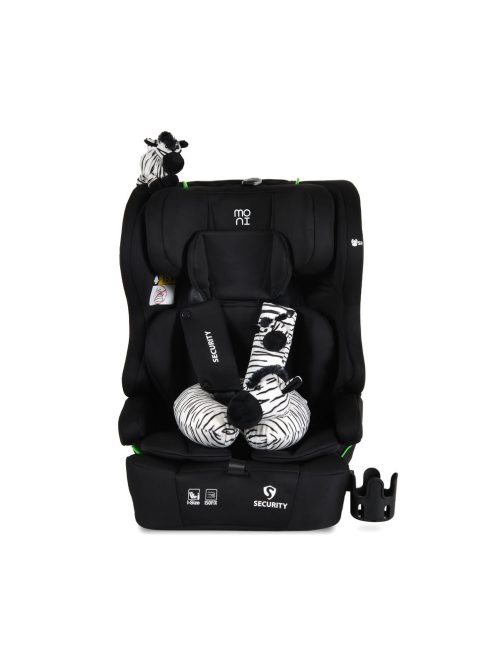 SECURITY autós ülés belső övvel, isofix, ajándék 2plüss+párna 76-150cm FEKETE