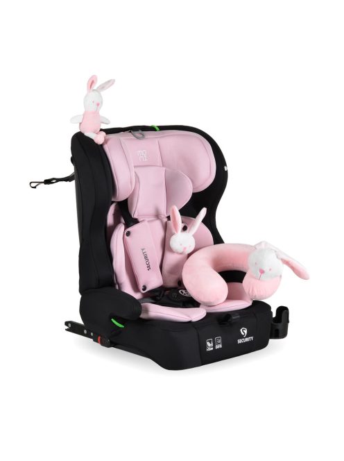 SECURITY autós ülés belső övvel, isofix, ajándék 2plüss+párna 76-150cm PINK