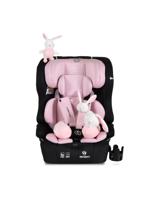 SECURITY autós ülés belső övvel, isofix, ajándék 2plüss+párna 76-150cm PINK