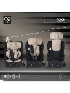   ROCK autós ülés 76-150cm, 2játékkal, pohártartó, belső öv, isofix nélkül BÉZS