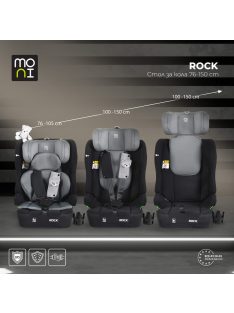   ROCK autós ülés 76-150cm, 2játékkal, pohártartó, belső öv, isofix nélkül SZÜRKE