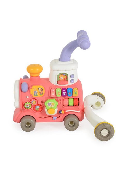 HAPPY TRAIN járássegítő vonat kockákkal formabedobós PINK