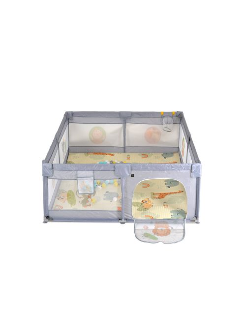 GAMEZONE járóka  összecsukható szőnyeggel, 60 labdával 120x120 SZÜRKE