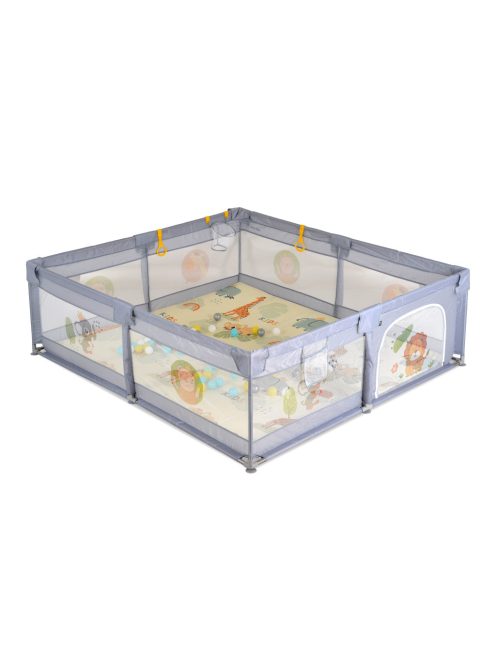 GAMEZONE  járóka összecsukható szőnyeggel, 60 labdával 180x200 SZÜRKE