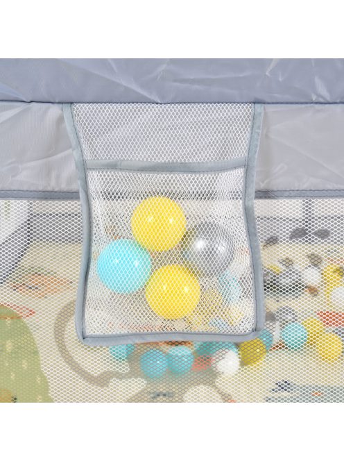 GAMEZONE  járóka összecsukható szőnyeggel, 60 labdával 180x200 SZÜRKE