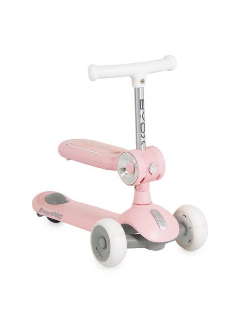 STREETPRO roller 2in1 üléssel, zenél, 30kg-ig PINK