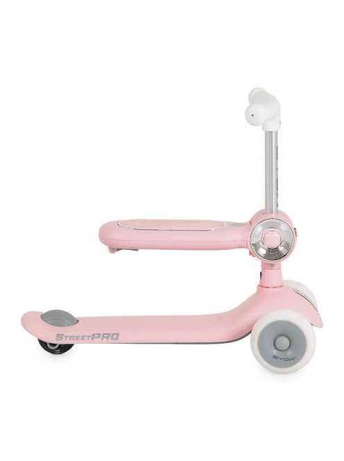 STREETPRO roller 2in1 üléssel, zenél, 30kg-ig PINK