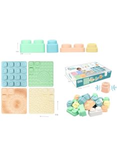   MOCHTOYS Play&Squish szenzorikus szőnyeg - tapilap+ kockák NAGY szett 24+4db PASZTELL