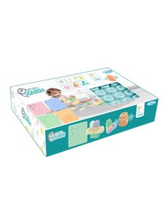   MOCHTOYS Play&Squish szenzorikus szőnyeg - tapilap+ kockák NAGY szett 24+4db PASZTELL