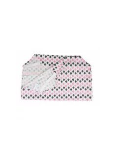 Óvodai lepedő végnyomott 135x60cm szürke-pink nagypötty