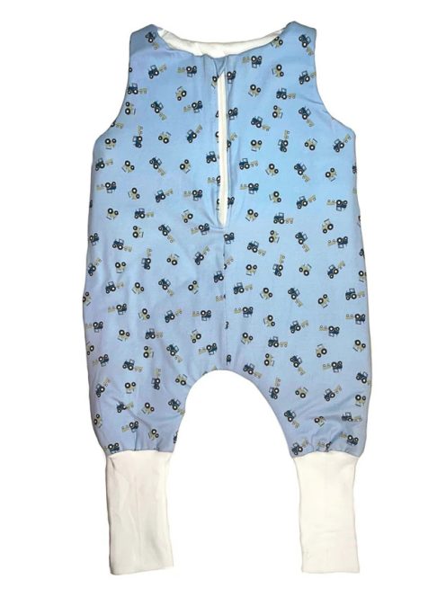 DREAMY - Kék Traktormintás Pamut Jersey Kamáslis Tipegő Hálózsák 110-116