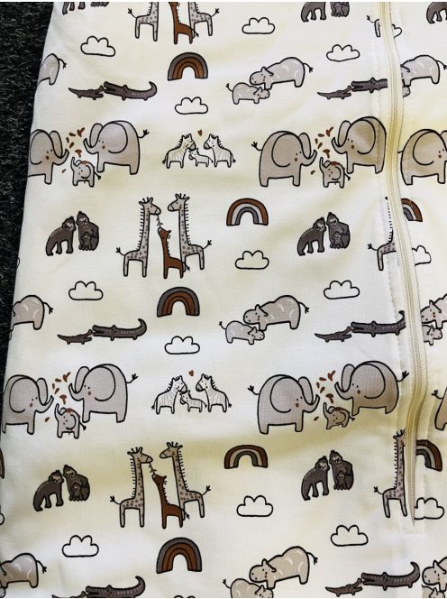 DREAMY - Fehér Állatmintás Pamut Jersey Kamáslis Tipegő Hálózsák Téli 110-116