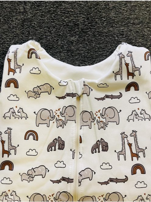 DREAMY - Fehér Állatmintás Pamut Jersey Kamáslis Tipegő Hálózsák Téli 110-116