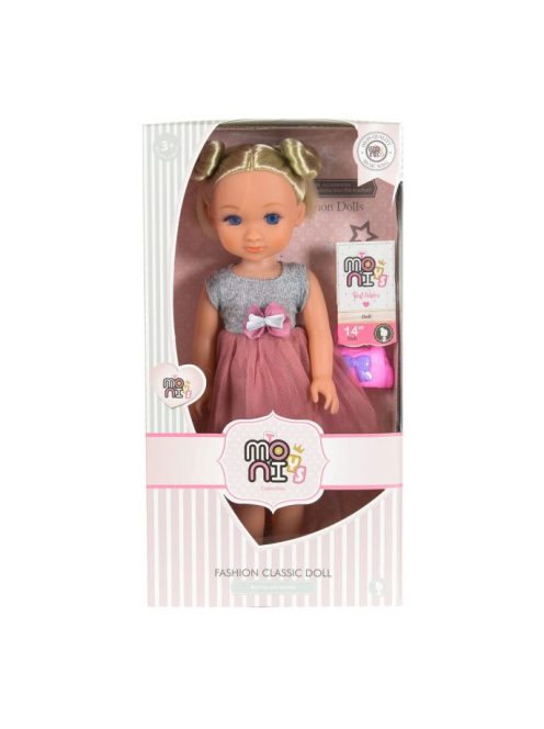 BABA 36 cm szőke Szürke/Pink ruhával 109299 