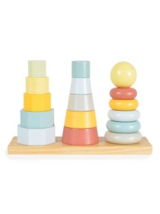   Fa játék toronyépítő 3 db-os szett MONTESSORI PASZTEL 110564