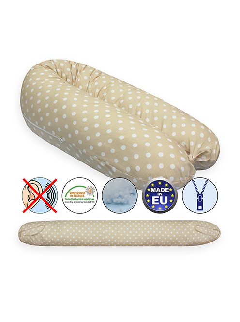 Scamp szoptatós párna univerzális pamut pöttös beige/fehér