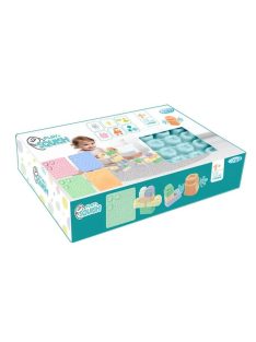   MOCHTOYS Play&Squish szenzorikus szőnyeg - tapilap+ kockák NAGY szett 24+4db PASZTELL