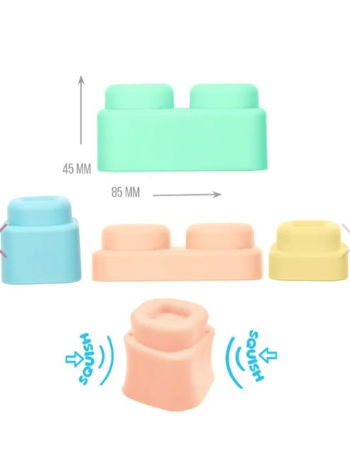 MOCHTOYS Play&Squish puha vonat és kocka szett 12db PASZTELL