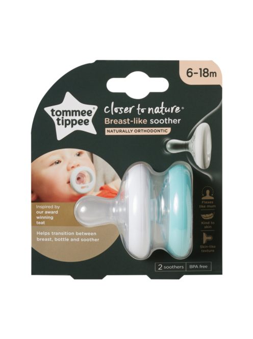 Tommee Tippee nyugtató cumi CTN anyamell formájú 6-18 hó 2db színes