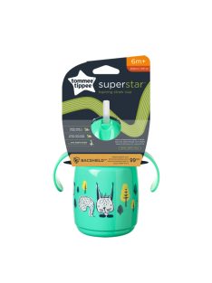   Tommee Tippee itatópohár - Superstar Training Straw Cup szívószálas 300ml 6hó zöld