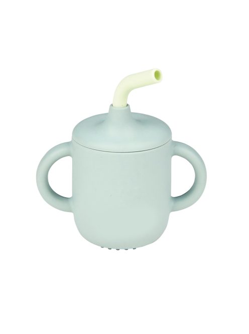 Nattou itatópohár szívószálas szilikon 150ml zöld