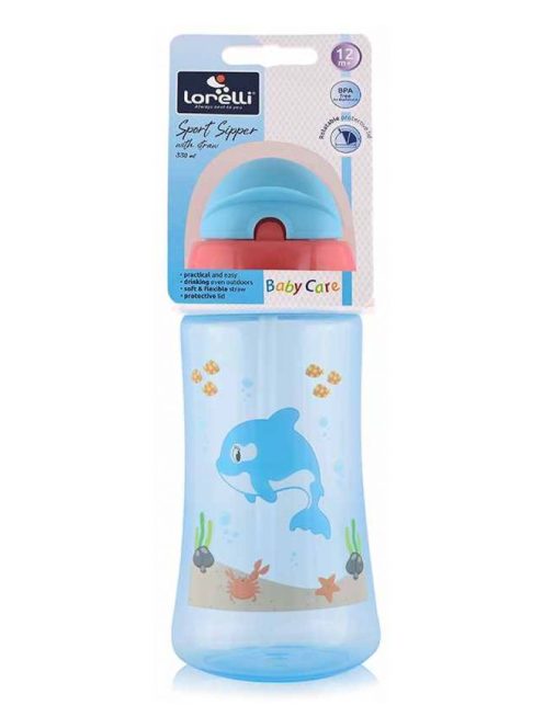 Baby Care Ocean szívószálas sportitató 330 ml - blue