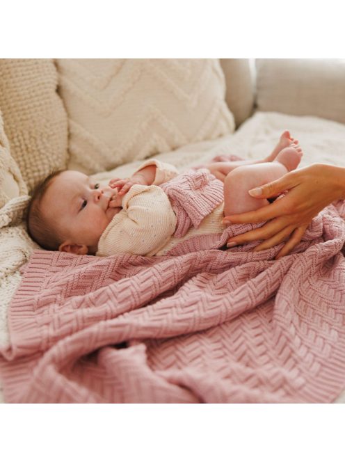 BabyOno babatakaró organikus pamut kötött 75x100cm rózsaszín 1647/01