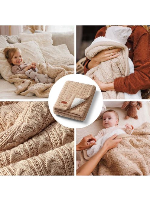 BabyOno babatakaró pamut/sherpa kötött 75x100cm bézs 1657