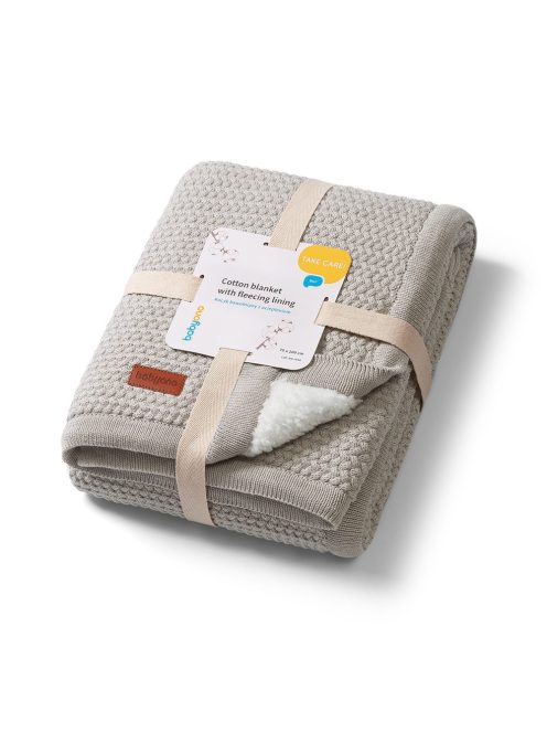 BabyOno babatakaró pamut/sherpa kötött 75x100cm szürke 1658