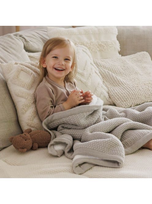 BabyOno babatakaró pamut/sherpa kötött 75x100cm szürke 1658