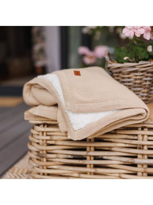 BabyOno babatakaró pamut/sherpa kötött 75x100cm bézs 1659/02